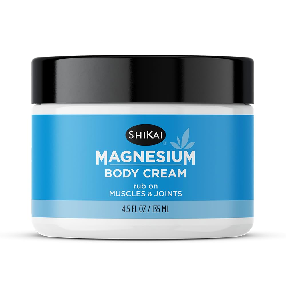 ShiKai Magnesium Body Cream (4.5 oz) | Fragrance Free Moisturizer with Zechstein Magnesium | Hydrating Lotion with Shea Butter & Botanical Oils | Helps Lock In Moisture for Softer Skin