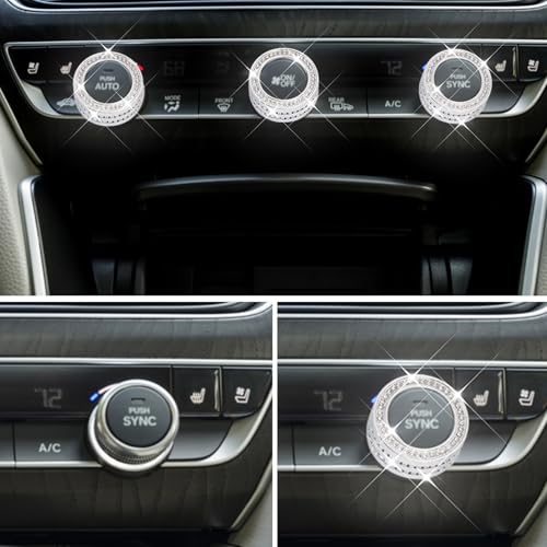 Image of Bling Car Interior Accessories for Honda,Air Condition AC Knob Cover Decals Fits for 2024 Honda Accord Civic CR-V. (Silver 11)