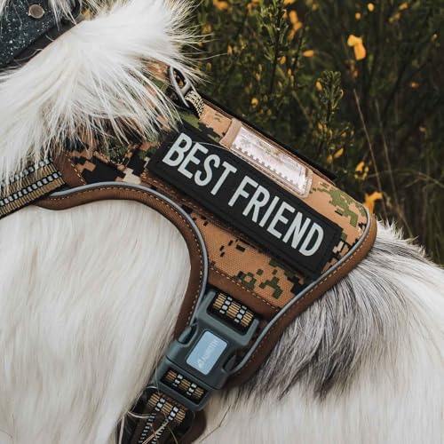 Image of Auroth Tactical Dog Harness for Large Dogs No Pull Adjustable Pet Harness Reflective K9 Working Training Easy Control Pet Vest Military Service Dog Harnesses Woodland Camo XL