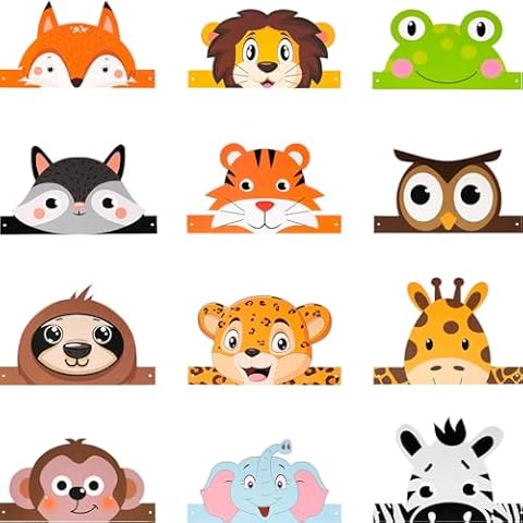 24Pcs Jungle Animal Party Hats for Kids Cover