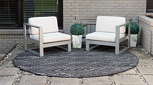 Unique-Loom-Sabrina-Soto-Outdoor-Collection-Modern-Vibrant-Carved-Area-Rug-8-ft-x-8-ft-BlackIvory Unique Loom Sabrina Soto Outdoor Collection Modern Vibrant Carved Area Rug 8 ft x 8 ft BlackIvory