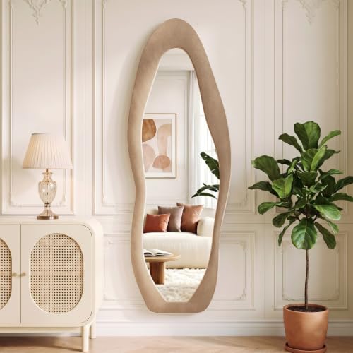 Image of Koonmi Full Length Mirror 63 inchx24 inch, Irregular Flannel Floor Mirrors
