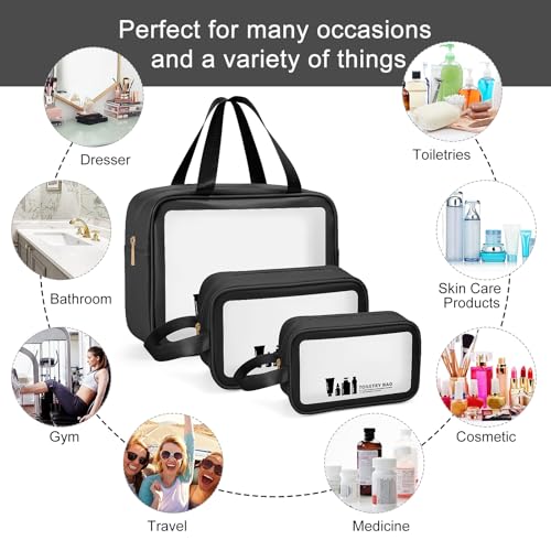 MAANGE Toiletry Bag for Women Men, Translucent Waterproof Makeup Cosmetic Bag Travel Organizer for Accessories, Toiletries3