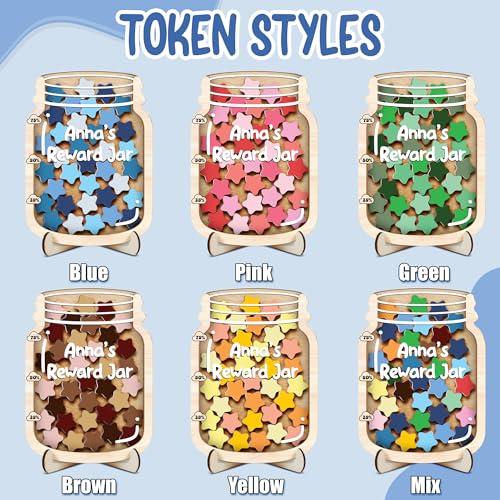Image of Personalized Star Magnetic Reward Jar for Kids, Potty Training Reward System with Colorful Star Tokens, Good Behavior Chart, Teacher Classroom Management Tool, Back to School Gift for Boys & Girls