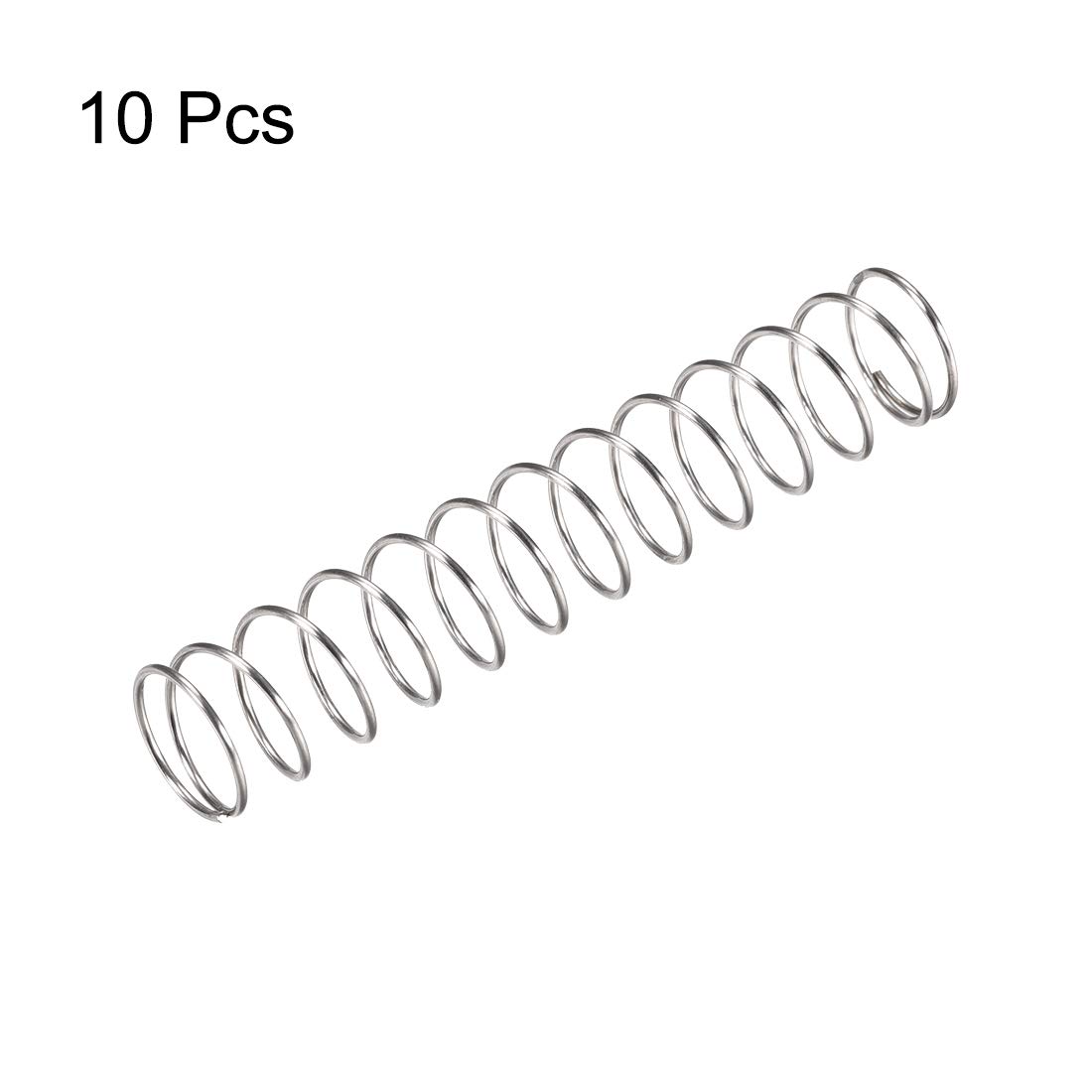 sourcing map 10 Stück Druckfeder 304 Edelstahl Druckfedern Spiralfeder Stahlfeder 15mm Außendurchmesser 1mm Drahtdurchmesser 40mm Komprimierte Länge 80mm Länge 35N Tragfähigkeit Silber