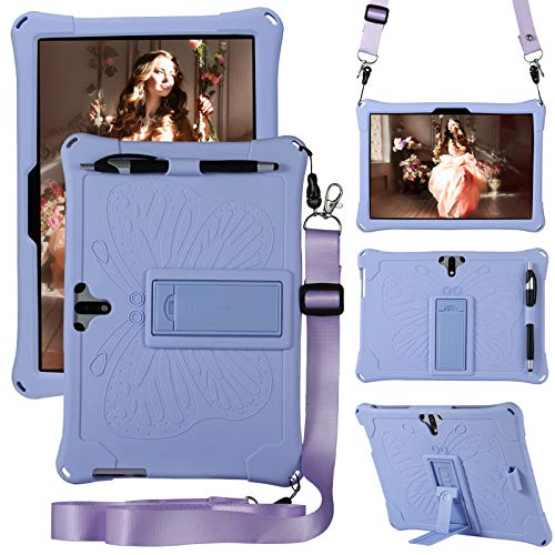 RLTech Funda para MEBERRY M7 10 Pulgada, Silicón Ligera Carcasa Antideslizante con Soporte para los niños para MEBERRY M7 10 Pulgada, Morado