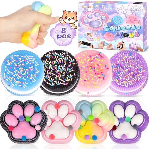 MZJAUVF 4 Pezzi Squishy Zampa di Gatto, 4 Pezzi Biscotto per Alleviare lo Stress, Taba Squishy Kit, Kawaii Squeeze Toys, Antistress Bambini, Fufu Squishy Regalo per Ragazzi, Halloween e Natale-Peluche