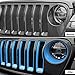 CheroCar for JL Mesh Grille Grill Insert & Headlight Turn Light Cover Trim Exterior Accessories for Jeep Wrangler JL 2018-2023,Light Blue