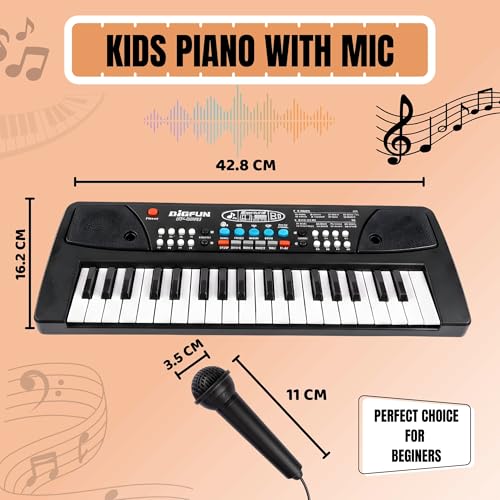 Image of 37-Key Kids Keyboard Piano with Microphone, Portable Electronic Musical Keyboard, Record & Playback, Battery /USB Powered Toy for Children