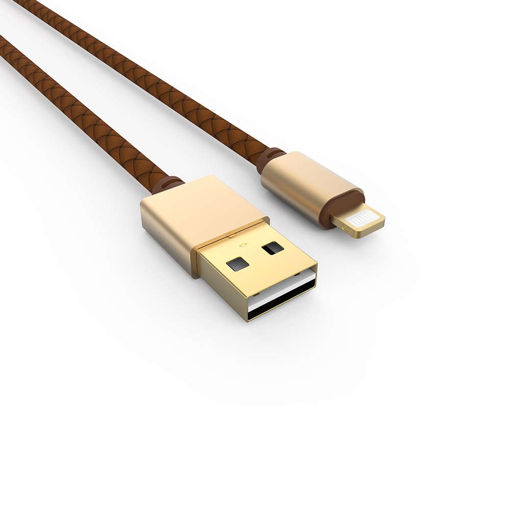 1.2m(About 4ft) 2 Sides Fast Charging 8pin Data Cable for iPhone/ipad/iPod, ldnio ls25 Rose Gold Leather Data Cable