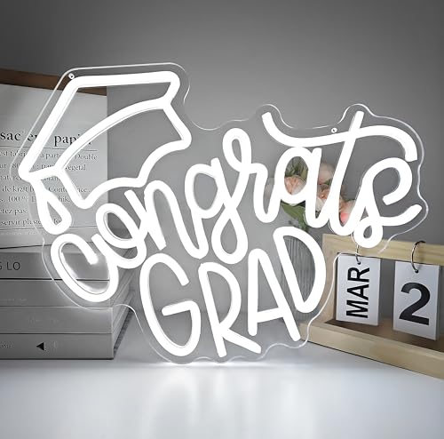 Image of Congrats Grad Neon Sign for Wall Decor Graduation Neon Led Sign Dimmable Graduation Light Up Sign for Backdrop Congrats Neon Light Sign for Class Of 2026 Party Dorm Celebration Gifts