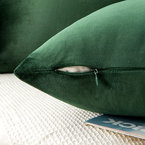 Yonous Throw Pillow Covers, Velvet Soft Decorative Cushion Case For Sofa Bedroom Car, Set Of 4, 20X20 Inch, Dark Green #TOP4