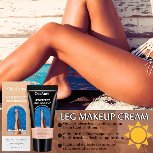 Wasserfest Bein-Make-up ohne Übertragung,Leg Makeup Concealer,Bein Make up Lotion mit Bräunungspinsel,wasserdicht Abdeckcreme,Tattoo Abdecken Make Up,Langlebig Abdecken,Ebenmäßiger Hautton (Natur)