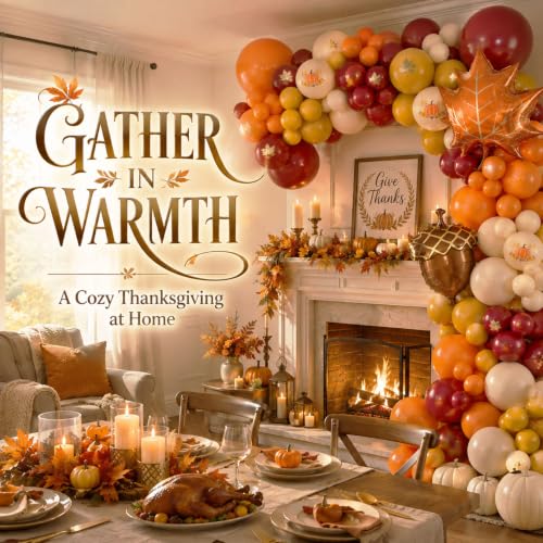 Image of Fall Balloon Arch Kit, Thanksgiving Balloons, Acorn & Maple Leaf