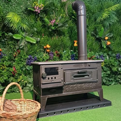 Cast Iron Stove with Oven, Durable Cast Baking Oven, Cooker Oven by Burning Wood, Warming Heater Stove, Oven Section, Brick Lined Fireplace Made in Turkiye