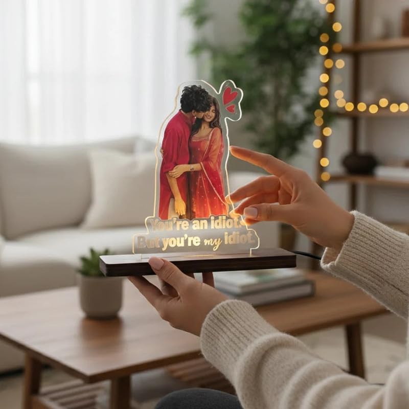 Personalized Valentine LED Photo Lamp for Couples | Romantic Gift for Men & Women | Birthday Gift, Anniversary Gift for Husband Wife (17 x 13 cm)-image-48