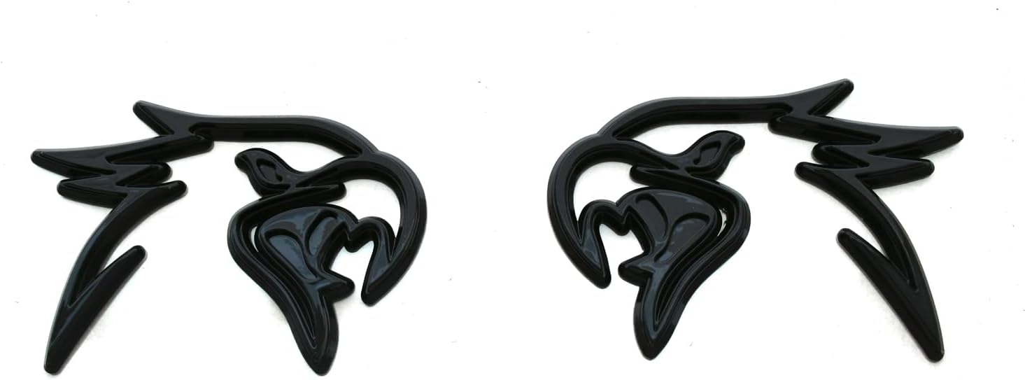 Pair Custom HELLHAWK Emblem Replacement for Trackhawk Fender Door 3D Badge Hellcat Style Head (Glossy Black)