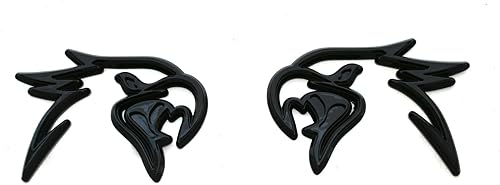 Par de emblemas de repuesto HELLHAWK personalizados para puerta de guardabarros Trackhawk, insignia 3D, cabeza estilo Hellcat (negro brillante)