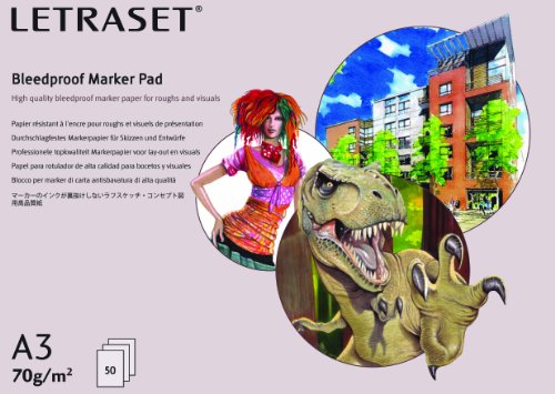 Letraset BMB3 - Caja de 50 hojas de papel para rotulador (A3, 70 g/mu00b2)