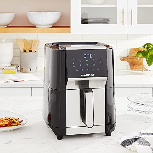Gowise Usa 7-Quart Air Fryer & Dehydrator - With Ergonomic Touchscreen Display With Stackable Dehydrating Racks With Preheat & Broil Functions + 100 Recipes (Black/Stainless Steel) #TOP5