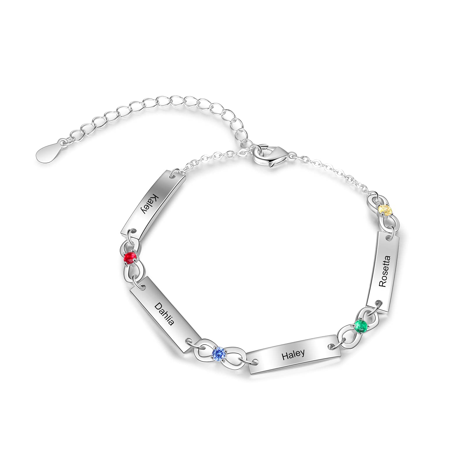 Lam Hub Fong Pulsera Infinita Personalizada para Mujer con Grabado 1 a 6 Nombres Ajustables Pulseras para Madre e Hija Regalo para el Día de la Madre Cumpleaños Navidad