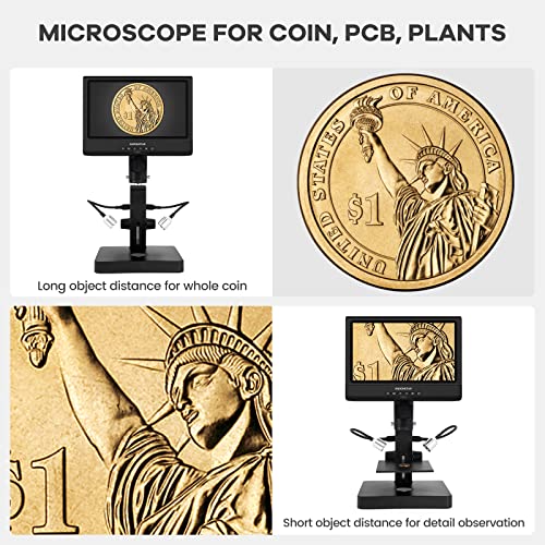Andonstar Ad249-P 10.1 Inch Digital Microscope, Coin Microscope For Error Coins Whole Coins, 1000X 3 Lens 1080P Fhd Video Record, Biological Microscope Kit For Adults And Kids, Prepred Slides #TOP3