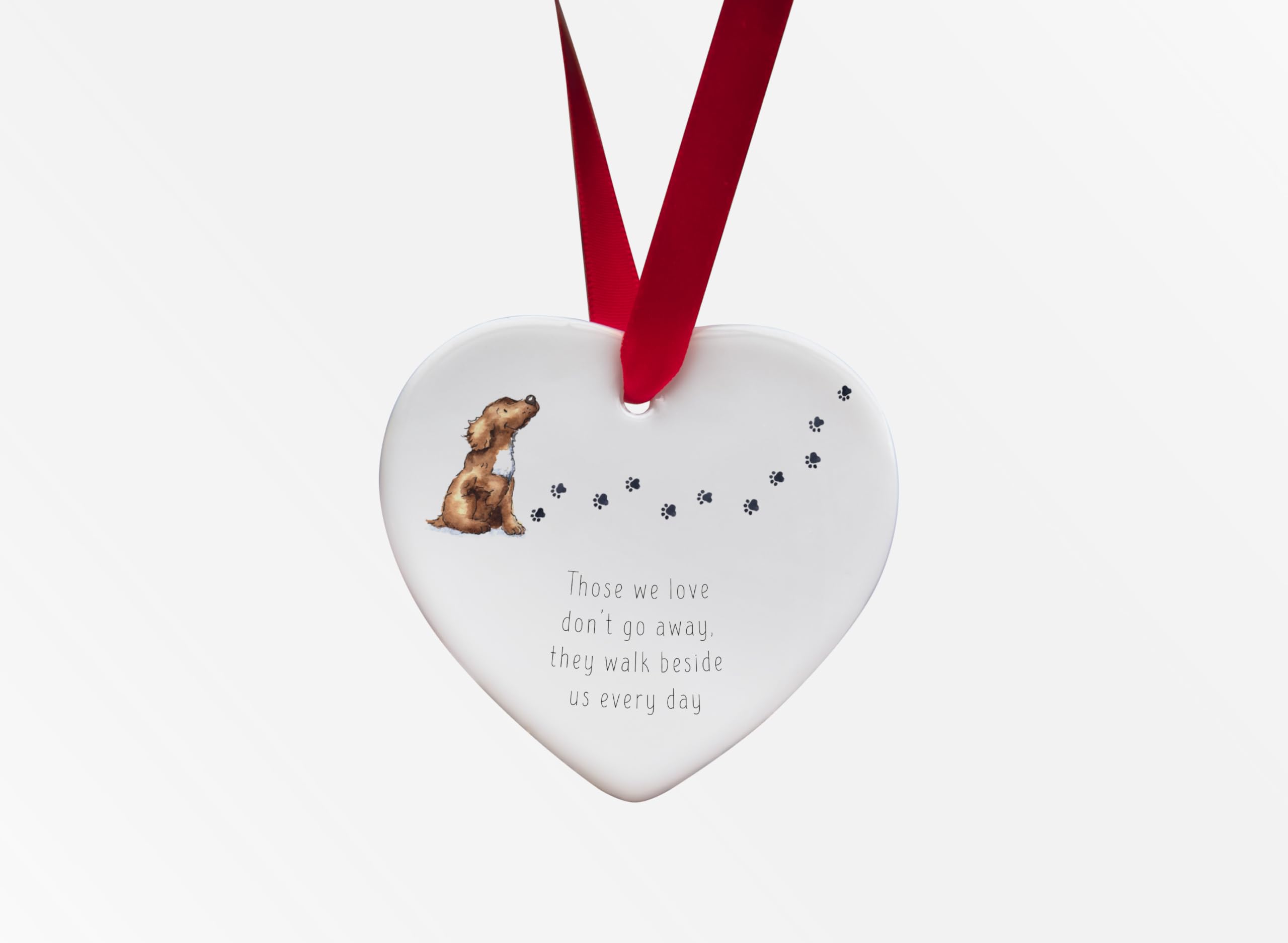 Image Industry Working Cocker Spaniel Walk Beside Us Ceramic Heart - Dog Memorial - Memorial Gift - Hanging Decoration (Chocolate)