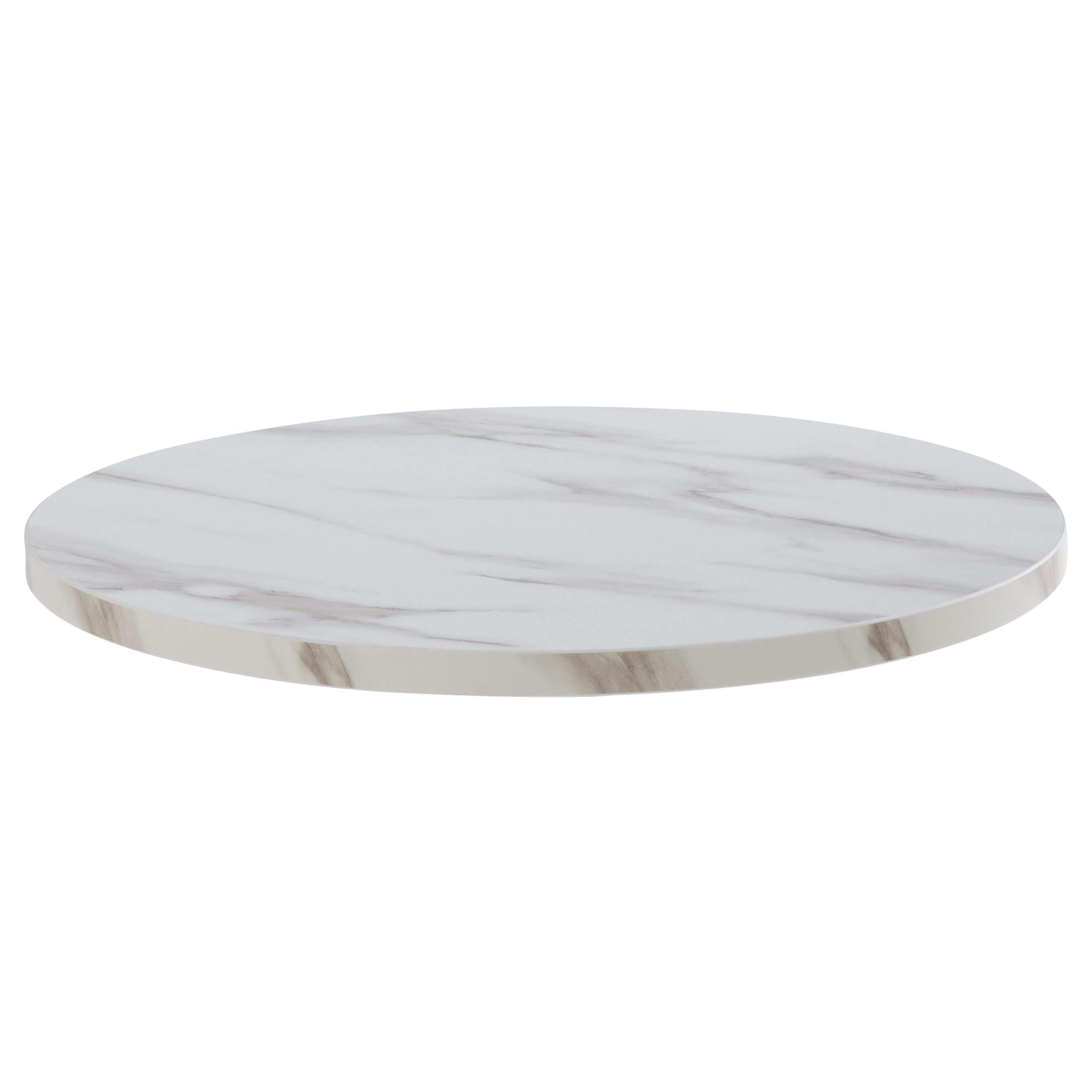 Oviala Plateau de Table Rond en mélaminé 60 cm marbre Blanc