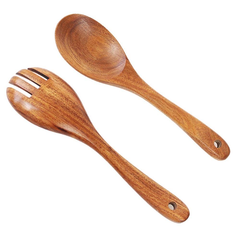 Salatgabel Löffel Salatlöffel- und -Gabel-Set aus Holz für Mischen von Fruchtnudelgerichten