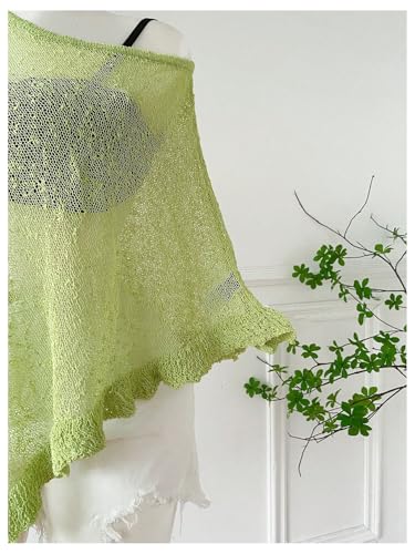 Women's Plus Size Sheer Mesh Ruffle Sweaters Off The Shoulder Tops See Through Half Sleeve Crochet Poncho4