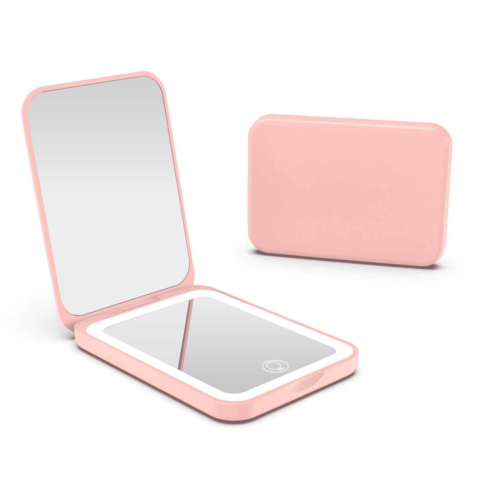 Kintion Pocket Mirror, Rechargeable 1X/3X Magnification LED Compact Travel Makeup Mirror for Purse 3 Colors Dimmable, Folding