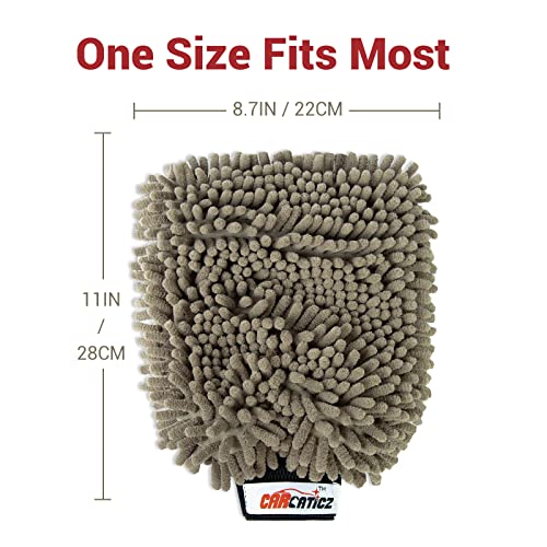 Carcaticz Microfiber Car Wash Mitt 2 Pack, Grey Color, 11'' X 8.7'' Bundle Microfiber Cleaning Cloth For Cars, Waxing And Polishing Towels, Gray, 16 In X 16 In, 530Gsm, 6Pack #TOP2