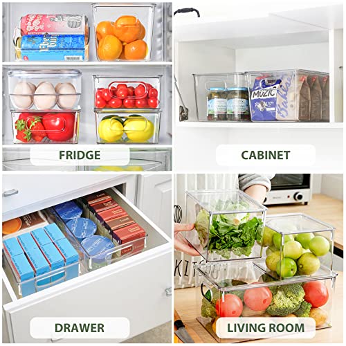 Refrigerator Organizer Bins-8 Pack Fridge Organizers And Storage Clear With Lids Stackable Storage Bins Plastic Clear Containers For Organizing For Kitchen Cabinet Pantry Bins #TOP5