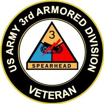Lancy's Artwork Six Pack of US Army 3rd Armored Division Veteran Decal Sticker - Black Vinyl, Custom Style, Rectangular, Letter Print, Waterproof, Outdoor Use, Auto, Wall, Laptop, Cell, Truck Sticker