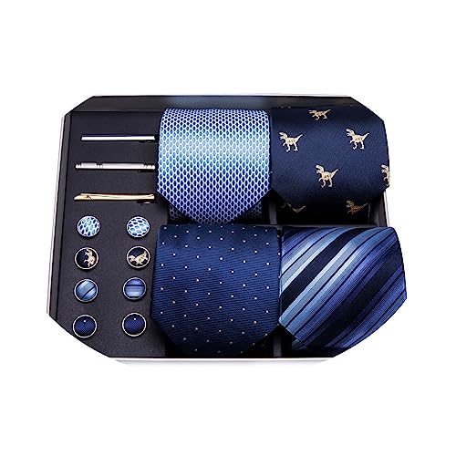 Image of Barry.Wang Designer Mens Tie Sets Collection, Eleagnt Gift Box Tie Clips Handkerchief Cufflink Set