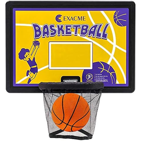 Exacme Trampoline Basketball Hoop and Ball for Kids, 31.9" x 22.8" Rectangle Backboard, Attachment for Straight Net Pole Yellow BH07-YE Cover