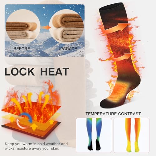 Warm Winter Knee High Socks for Women Thermal Cotton Boot Socks Black Long Thick Leg Warmers for Running Hiking Work2