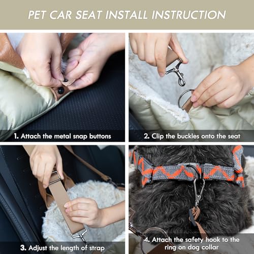 ClevaHome Autositz & Tragetasche & Bett für kleine Hunde – Rutschfester Autositz für Hunde bis 4,5 kg – Stilvolle Haustiertasche für drinnen & draußen