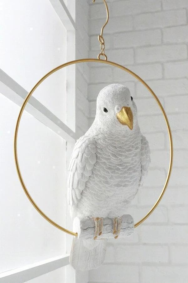 Amazon.co.jp: 幸せを運ぶ白い鳥 オブジェ ウェルカム オウム 鳥 風水