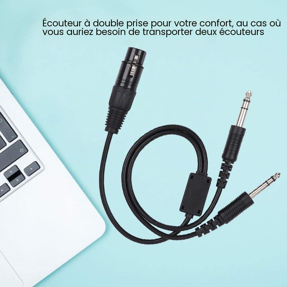 Adaptateur de Casque d'aviation, pour XLR vers GA Adaptateur Double Prise 5 Broches, câble de Casque d'aviation câble Audio d'avion