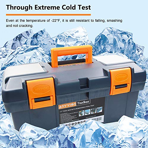 Anyyion 17-Inch Tool Box With Removable Tray, Small Parts Box On The Lid Is Removable, Tray Can Be Removed And Combined At Will (Blue) #TOP3