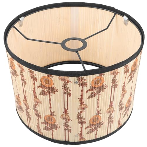 CHICAMPERA 植物柄プリント竹製ランプシェード 和風装飾用吊り下げカバー 天然竹素材 手軽に設置可能 リビング 寝室 ダイニング向けホームレト