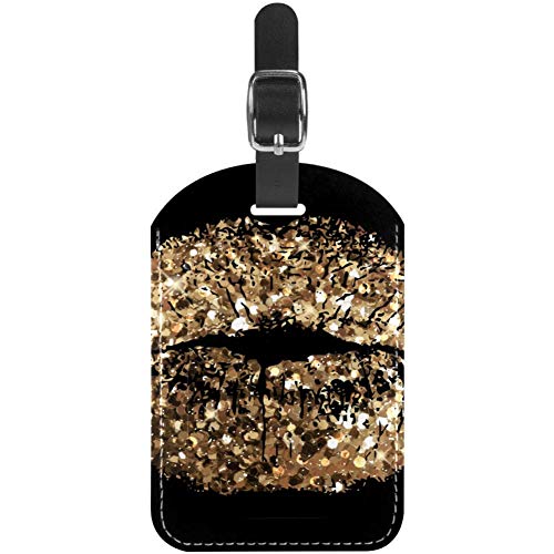 Preisvergleich Produktbild Gepäckanhänger / Kofferanhänger mit goldfarbenem Glitzer aus Leder, 1 Packungen