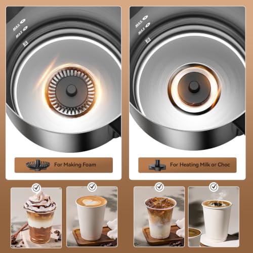 Image of Milk Frother and Steamer, Electric Frother | 4-in-1 Automatic Hot and Cold Foam Maker , Detachable Stainless Steel Jug for Latte, Cappuccino, Macchiato, Hot Chocolate