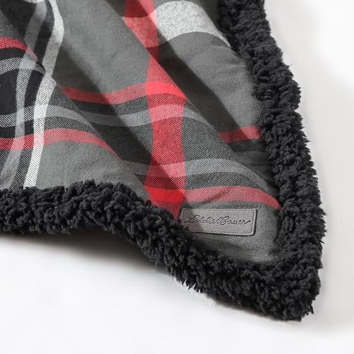 Image of Eddie Bauer - Blanket, Super Soft Reversible Sherpa & Brushed Fleece Bedding, Throw Blankets for Couch, Ideal for Lounging (Winslow Charcoal)