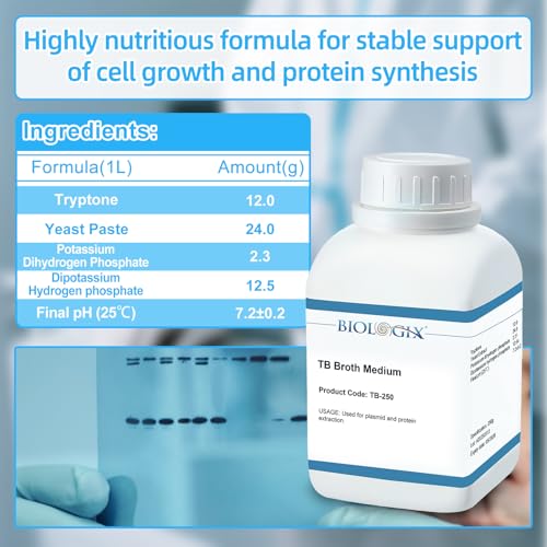 Image of TB Broth Medium Powder, 250g /Bottle, Terrific Broth Medium with Tryptone, Yeast Paste, Potassium Dihydrogen Phosphate, Laboratory Grade Media for E. coli Protein Expression