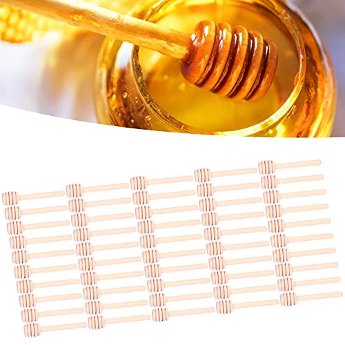 100Pcs Honey Dipper, 8cm Honey Sticks Honey Stirrers Wooden Honey Spoon Honey Comb Sticks Honey Server Stir Sticks for Wedding Party Kitchen Restaurant
