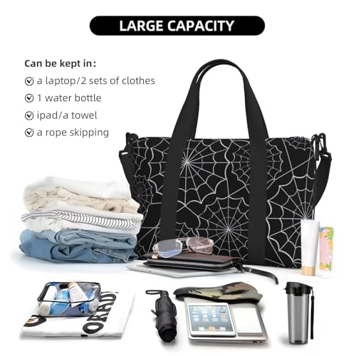 Laptop Tote Bag for Women Work - Spider Web Black Gym Bag for Women Men, Personal Item Crossbody Travel Bags Carry On, Overnight Weekender Bags for Women Travel4