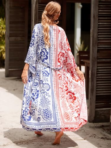 Image of IMAGEKOPE Kaftan for Women Plus Size Bathing Suit Cover up Batwing Dress Loose fit Moroccan Caftan mumu Dresses for Women