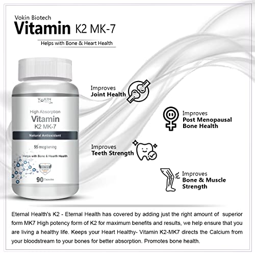 Image of Vokin Biotech Vitamin K2 MK-7- Support Bone & Heart Health - 55mcg - (90 Capsules)